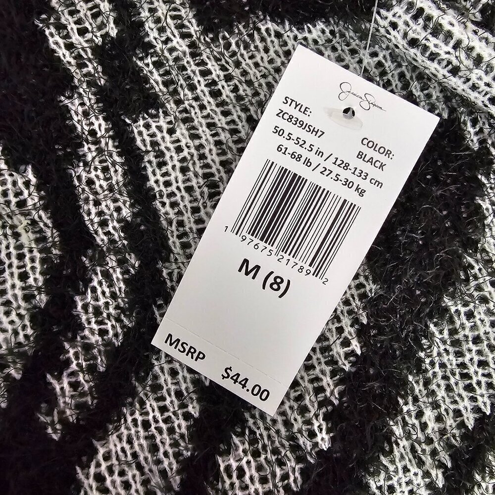 Jessica Simpson Eyelash Knit New Black & Gray V Neck Button Up Cardigan Sweater - Picture 8 of 10
